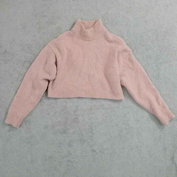 Sunday Best Wool Blend Pink Cropped Mock neck Crop Sweater S 28CT - Picture 1 of 8
